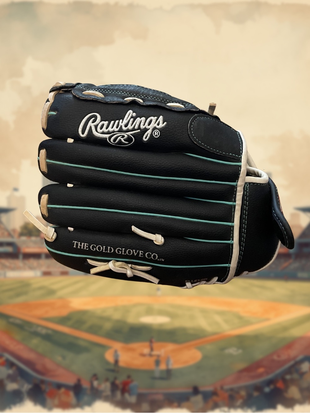 RAWLINGS Fastpitch Softball Glove Women's 11.5" Leather Palm WFP115MT Black Teal - Picture 2 of 8